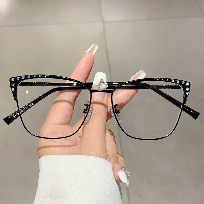 Cat-Eye Anti-Blue Light Glasses for Women – Diamond-Accented Full Frame Eyewear