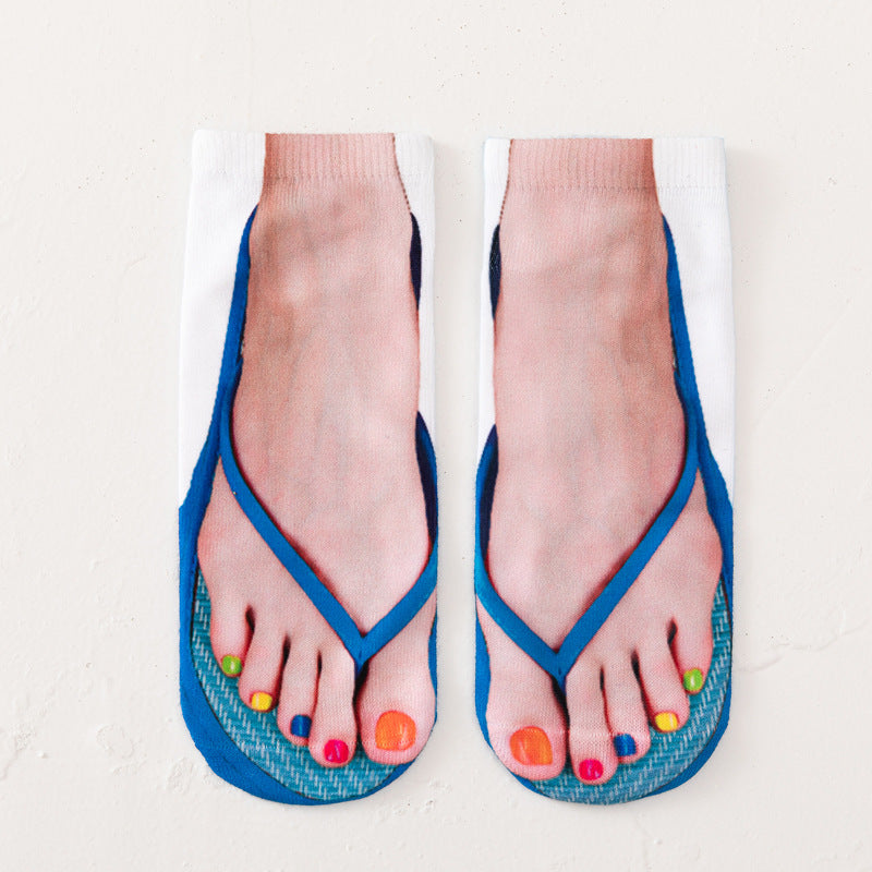 Funny 3D Printed Flip-Flop Boat Socks for Men & Women