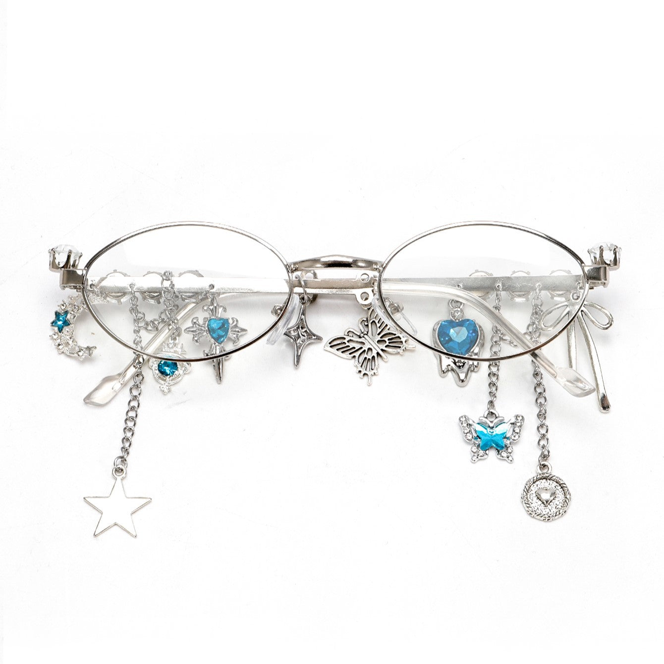 Star Diamond Oval Glasses for Women – Anti-Blue Light Fashion Eyewear with Chain
