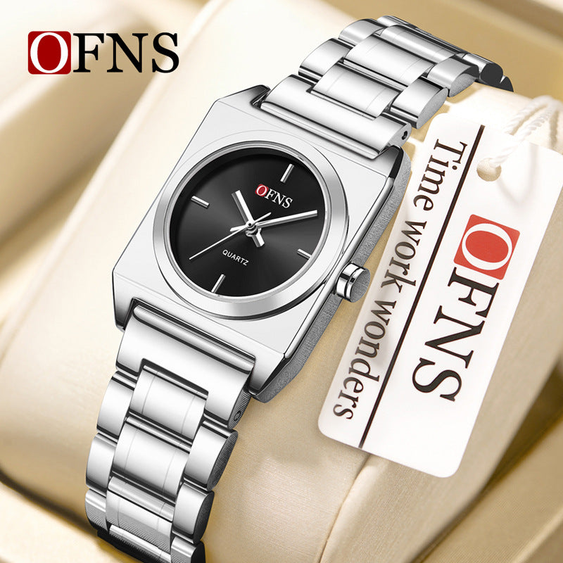 OFNS Square Quartz Watch – Waterproof Casual Stainless Steel Watch for Women