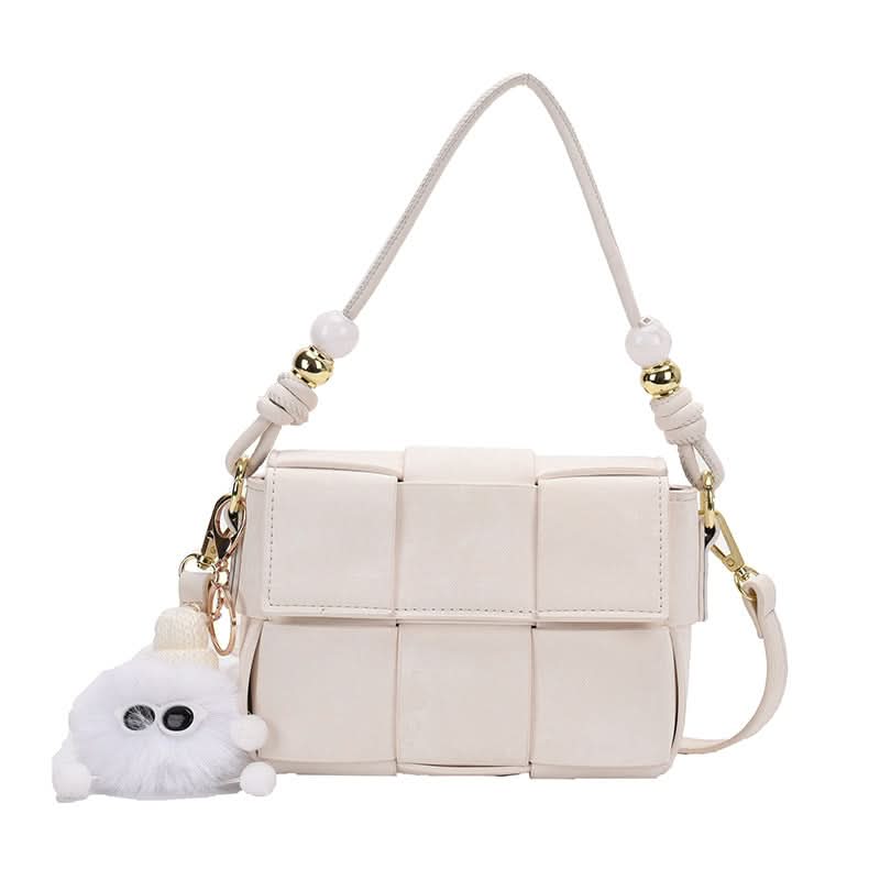 Women's Woven PU Leather Messenger Bag – Trendy Small Square Handbag