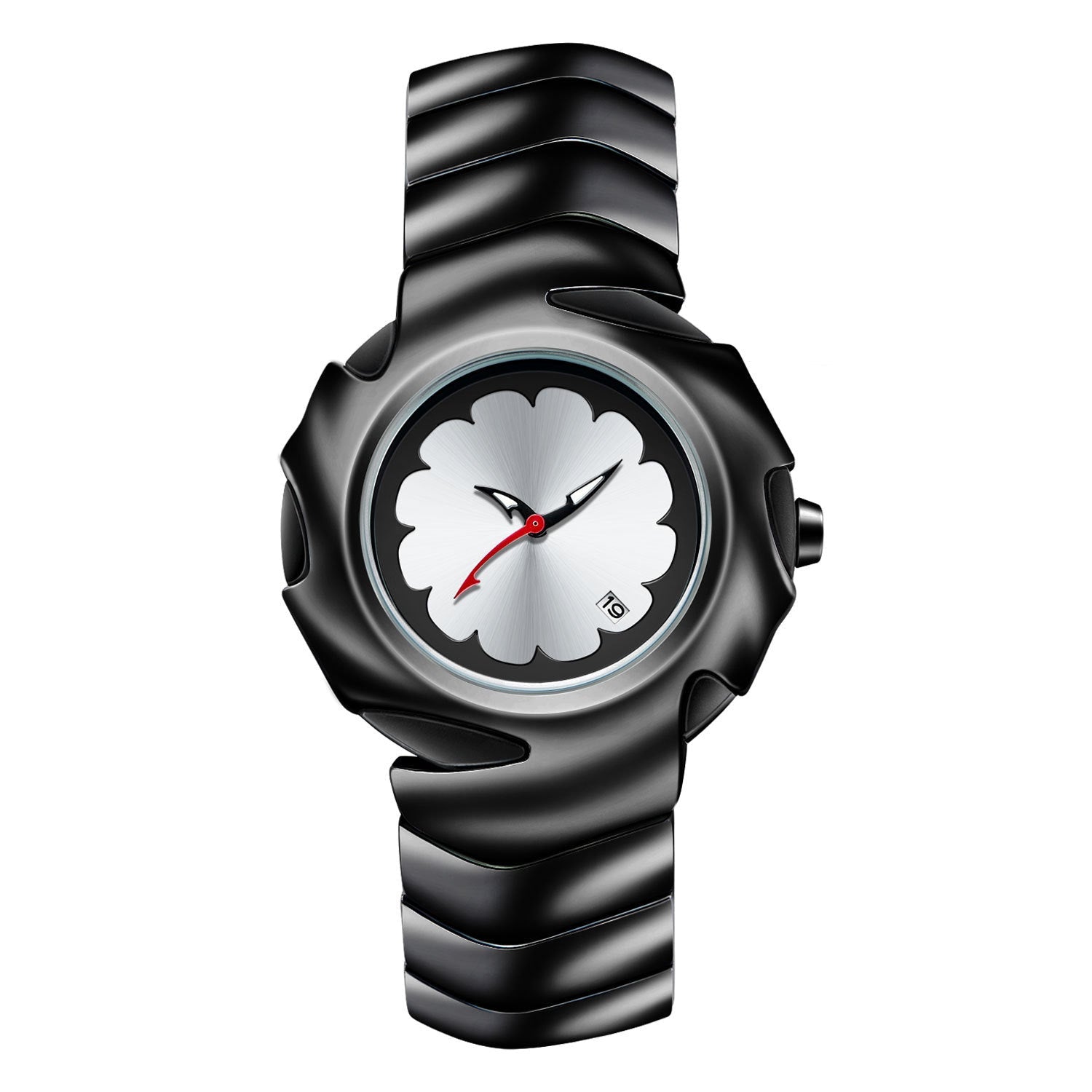 Blade Design Waterproof Men’s Quartz Watch – 50M Black Alloy Strap Timepiece