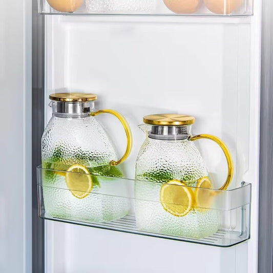 Large Capacity Glass Cold Water Kettle – 2L Heat-Resistant Jug with Stainless Steel Lid