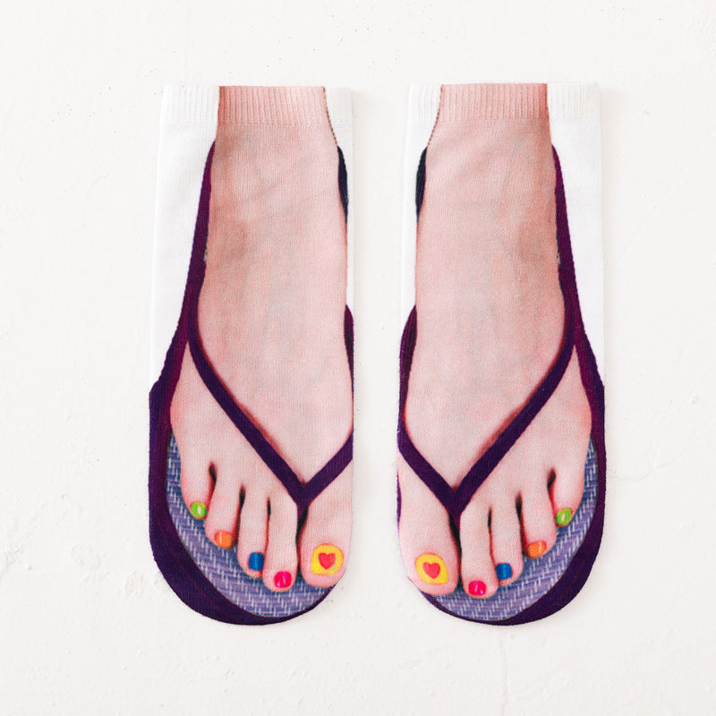 Funny 3D Printed Flip-Flop Boat Socks for Men & Women
