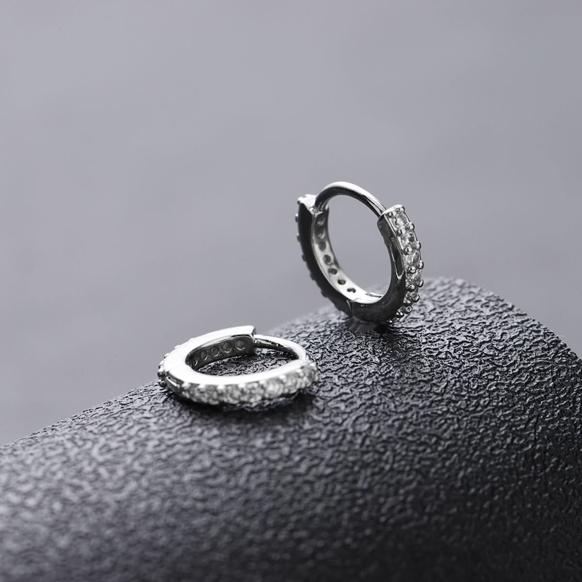 Men’s Trendy Zircon Hoop Earrings - Round Crystal Jewelry
