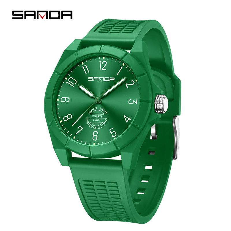 Sanda Luminous Student Quartz Watch – Silent Waterproof Exam Wristwatch for Teens