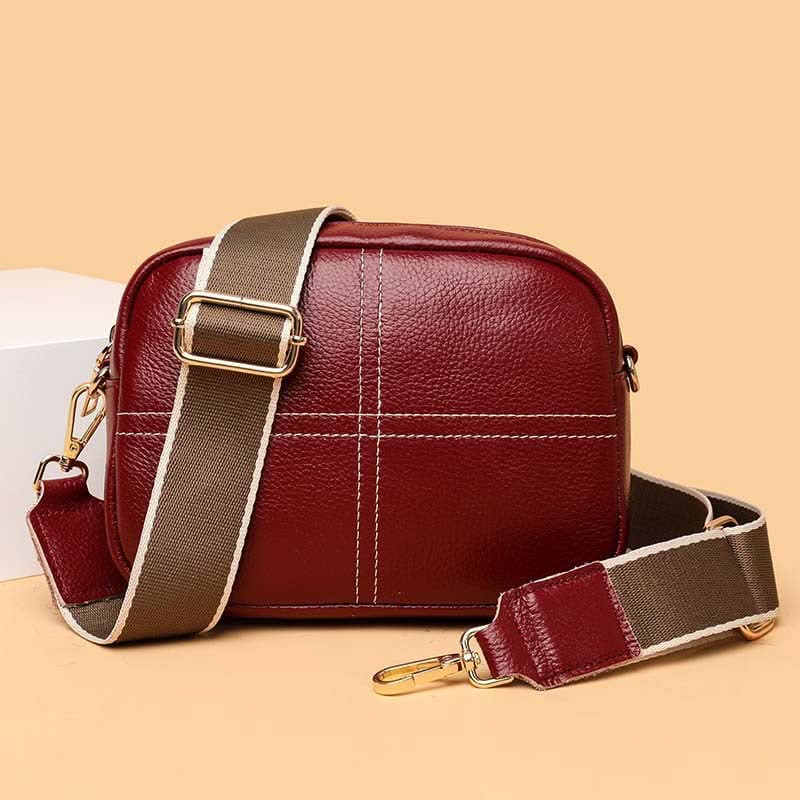 Women's Stylish Small Leather Messenger Bag – With Zipper Closure