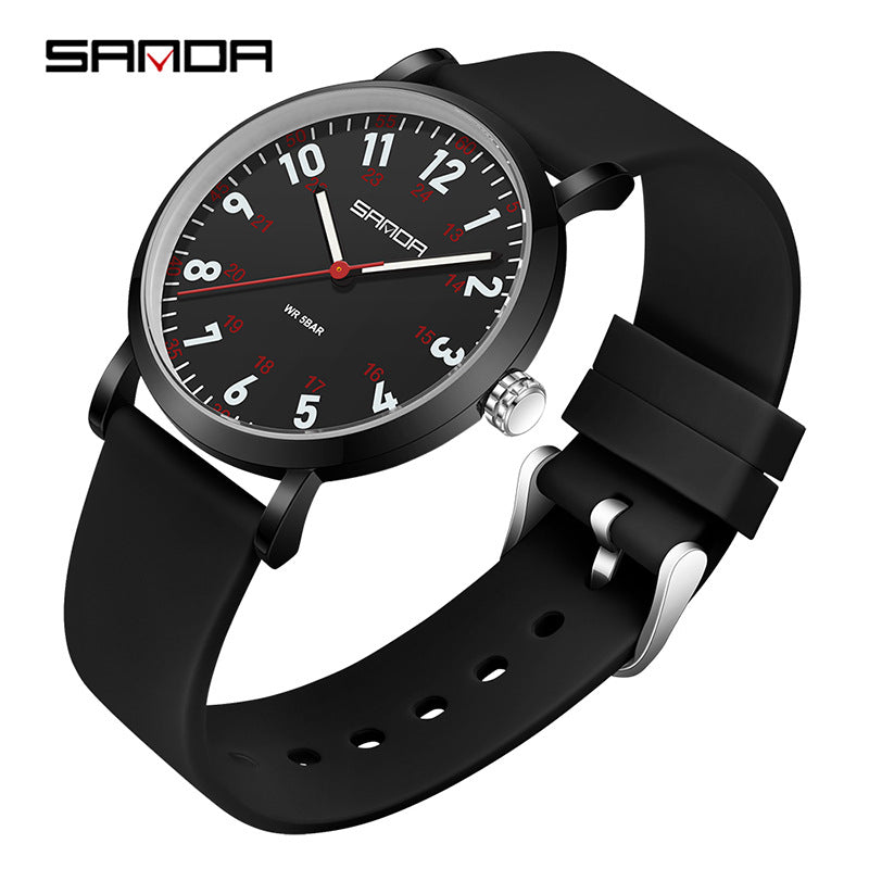 Sanda Women’s Luxury Quartz Watch – Elegant Waterproof Silicone Strap Fashion Watch