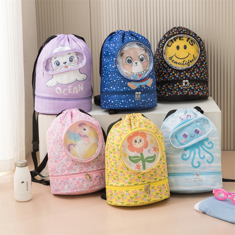 Cartoon Wet-Dry Separation School Bag – Large Capacity, Travel & Fitness Ready