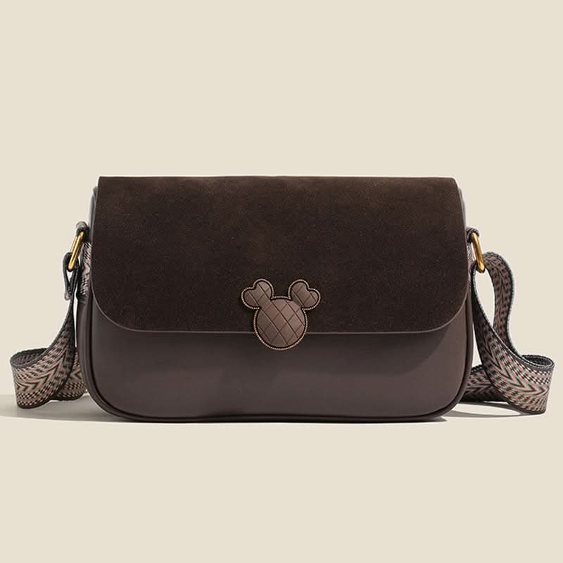 Women's Retro Small Square Leather Crossbody Bag – with Wide Strap