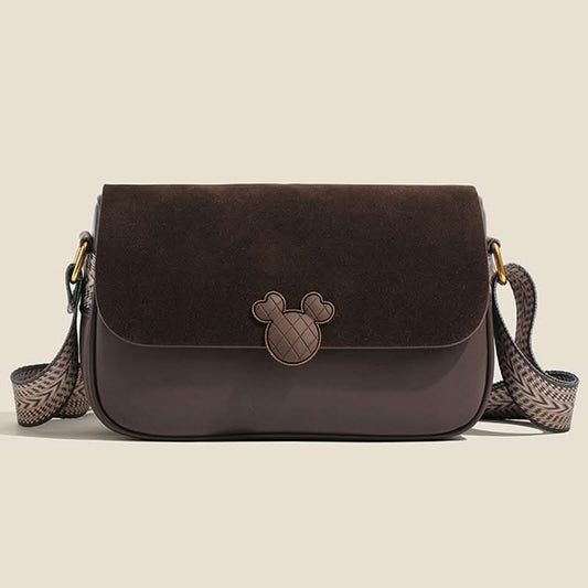 Women's Retro Small Square Leather Crossbody Bag – with Wide Strap