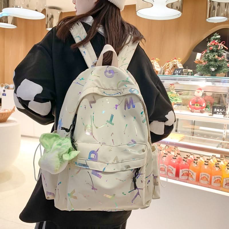 Unisex Lightweight Printed School Backpack – Trendy Bag with Wide Straps