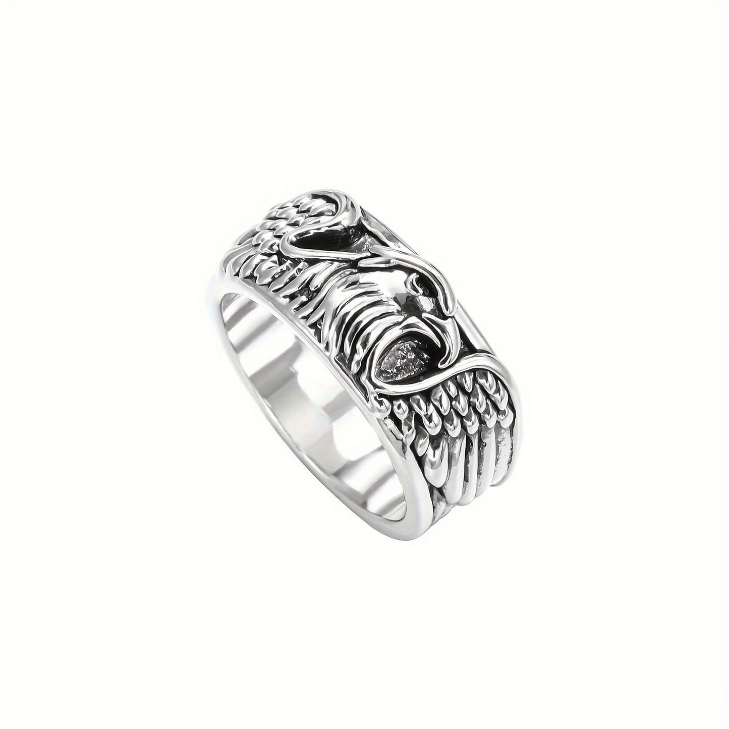 Men’s Retro Eagle Ring – Bold Zinc Alloy Animal Ring, Silver Finish