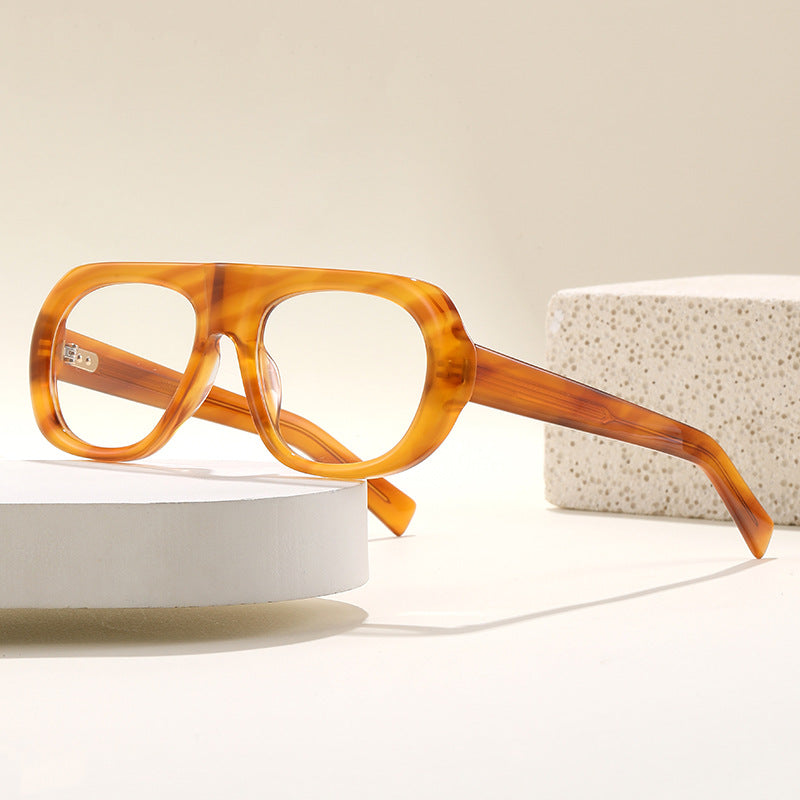 Acetate Oval Sunglasses – Minimal Mirror Finish, Lightweight European-Style Frame