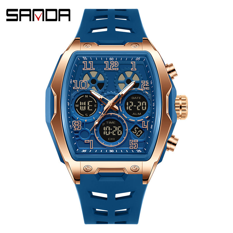 SANDA Men’s Digital Sports Watch – Waterproof Multifunction Alarm Watch with Dual Time