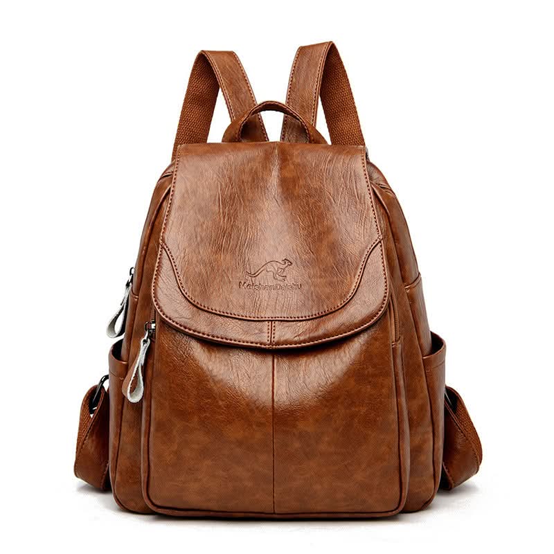 Women's Soft Leather Backpack – With Hidden Zipper Pockets