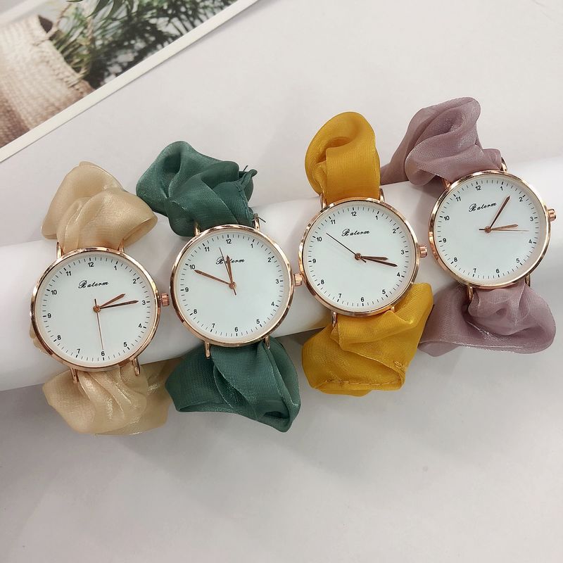 Girls’ Korean Scrunchy Strap Quartz Watch – Fashion Digital Dial