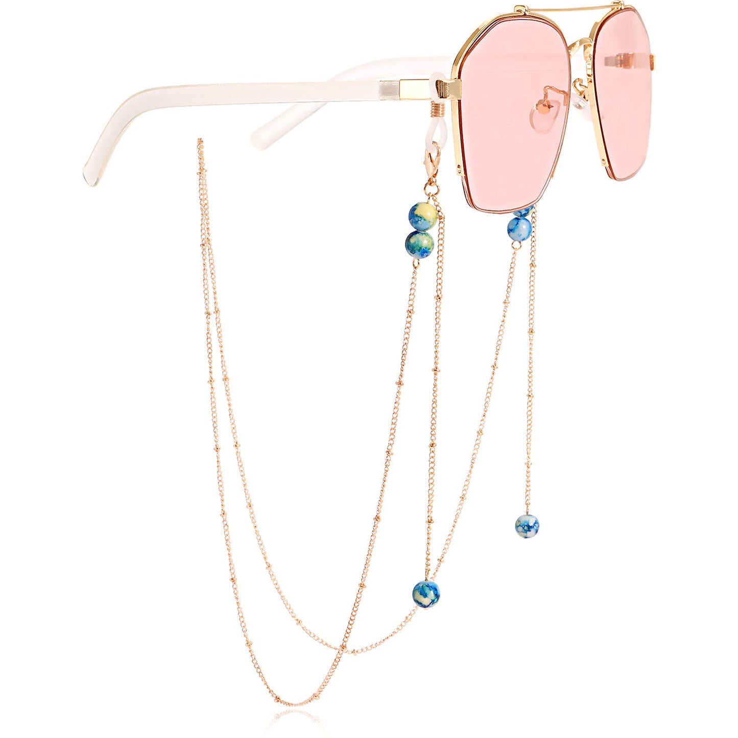 Beaded Glasses Chain – Alloy & Glass Beads Holder Strap, Stylish Eyewear Accessory