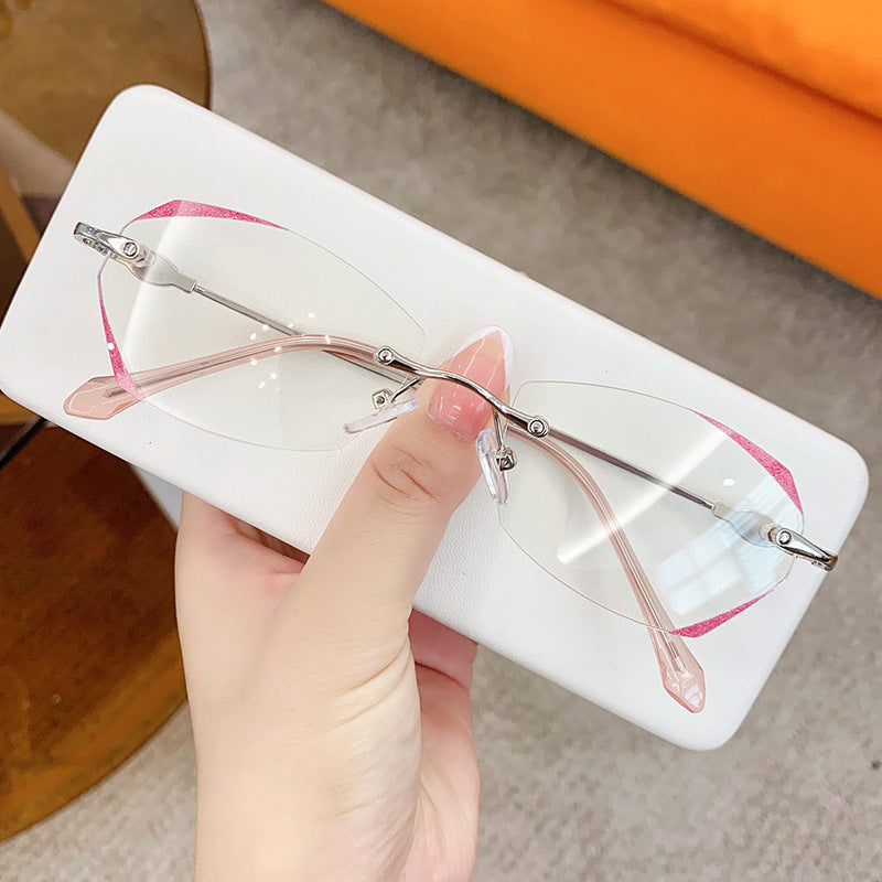 Women's Hexagonal Frameless Myopia Glasses – Anti-Blue Light Fashion Eyewear Frame