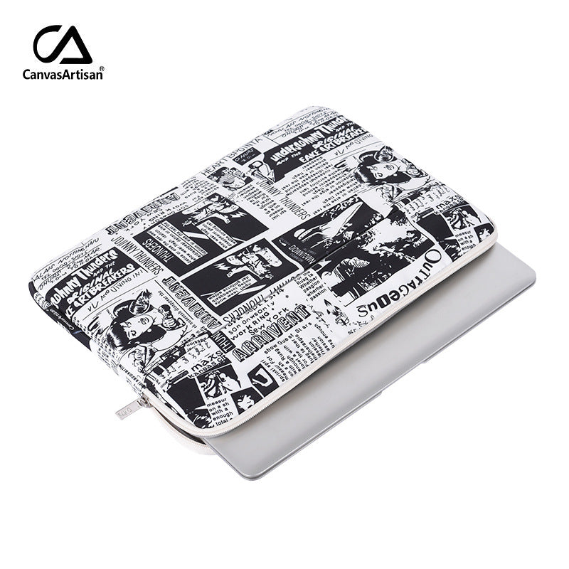 Black-White Comic Laptop Sleeve – Waterproof & Shockproof 13–15 Inch Protective Case