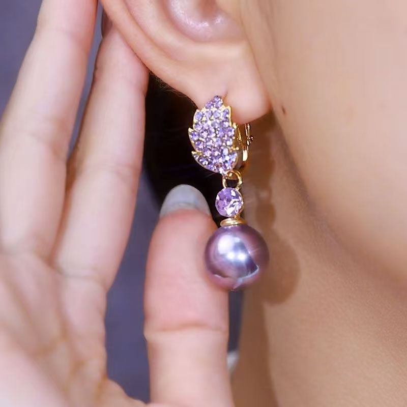 Fairy Style Leaf Pearl Earrings for Women – Luxury Crystal Jewelry