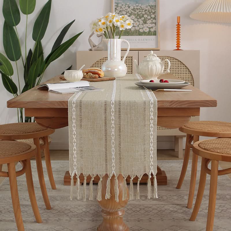 Table Flag Cotton & Linen Table Cloth – Handmade with Tassels
