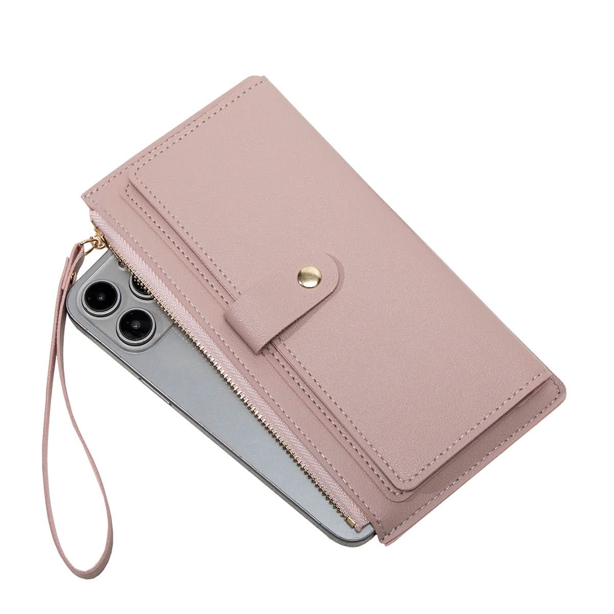Women's Korean Style Long Wallet – Multi-Card Slot, Zipper & Buckle Closure