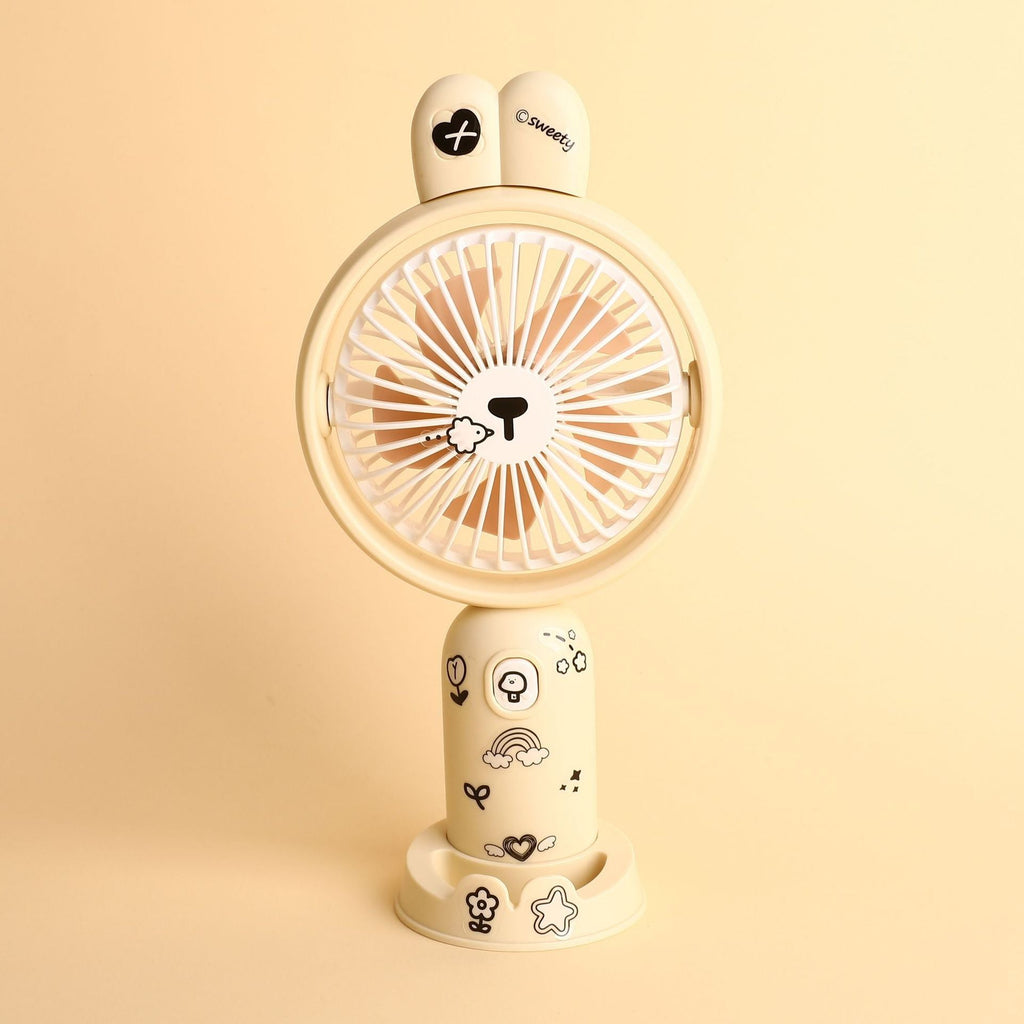 Portable USB Desk Fan – Mini Cartoon Handheld Cooling Fan with Rechargeable USB Charging, Quiet Desktop Air Fan for Students & Travel