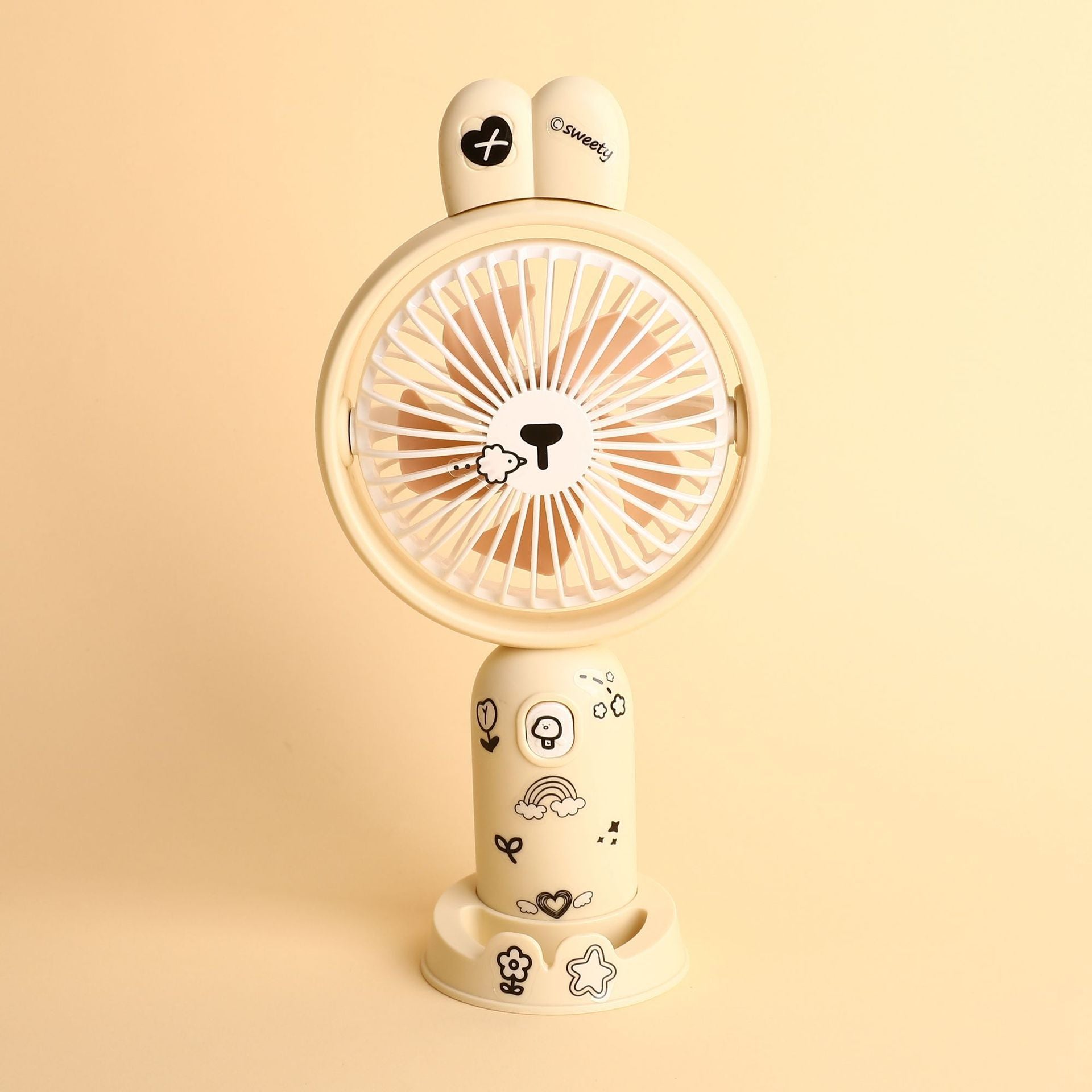 Portable USB Desk Fan – Mini Cartoon Handheld Cooling Fan with Rechargeable USB Charging, Quiet Desktop Air Fan for Students & Travel