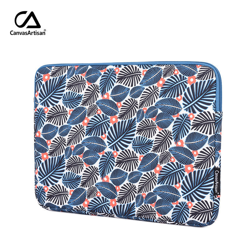 Tropical Foliage Laptop Sleeve – Shock-Resistant Polyester Case for Samsung & More (11–15 Inch)