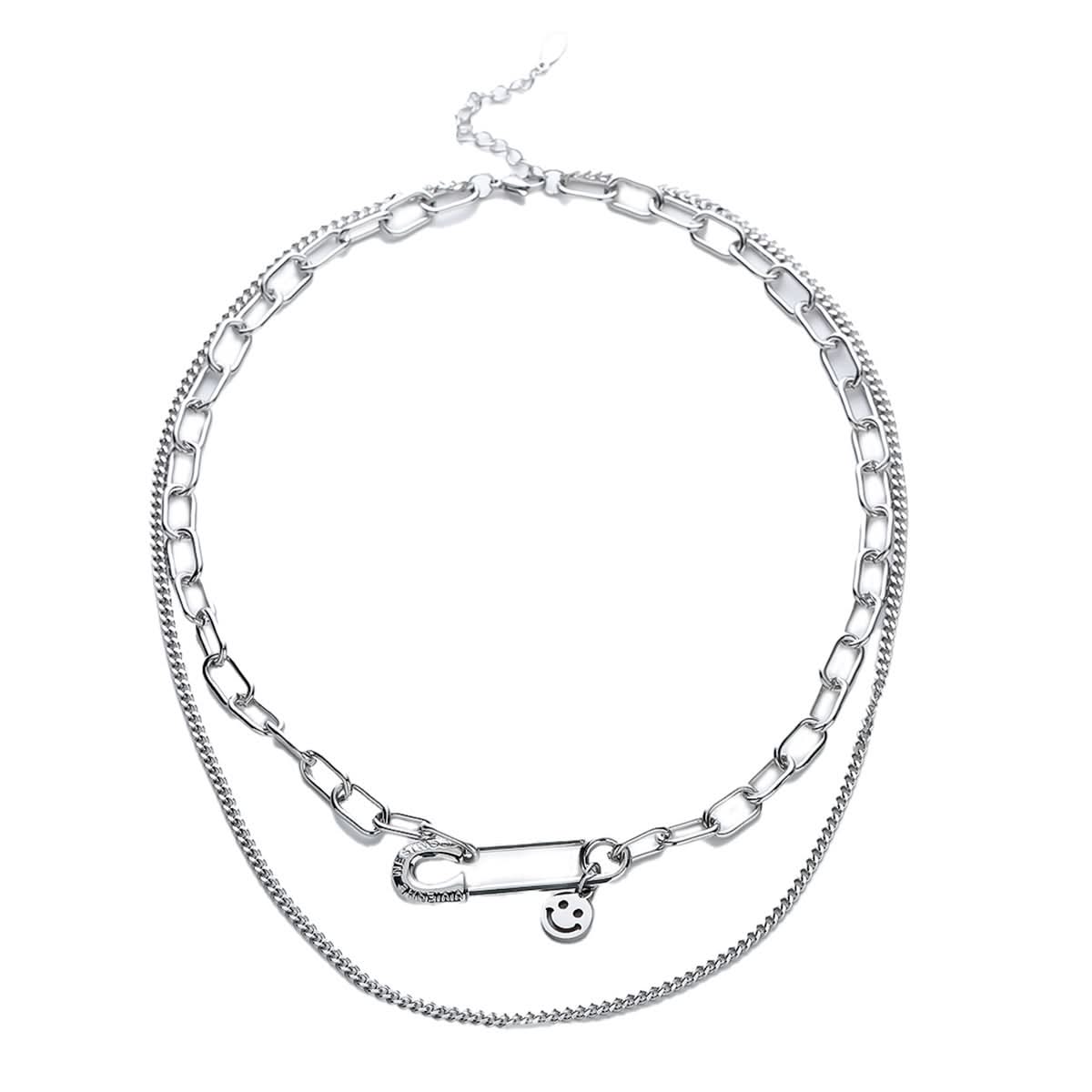 Men's Smiley Face Pendant Double-Layer Necklace – Hip-Hop Chain