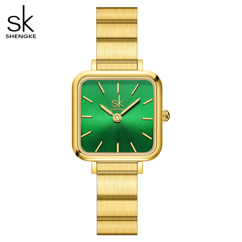 SK Women’s Square Dial Quartz Watch – 30M Waterproof Fashion Wristwatch