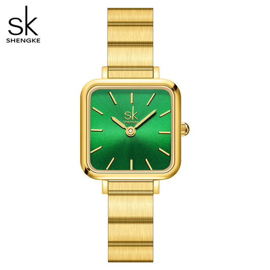 SK Women’s Square Dial Quartz Watch – 30M Waterproof Fashion Wristwatch