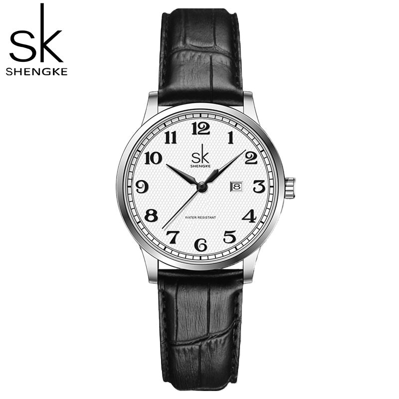 SK Women’s Quartz Watch – Waterproof Elegant Band, Classic Design with Calendar