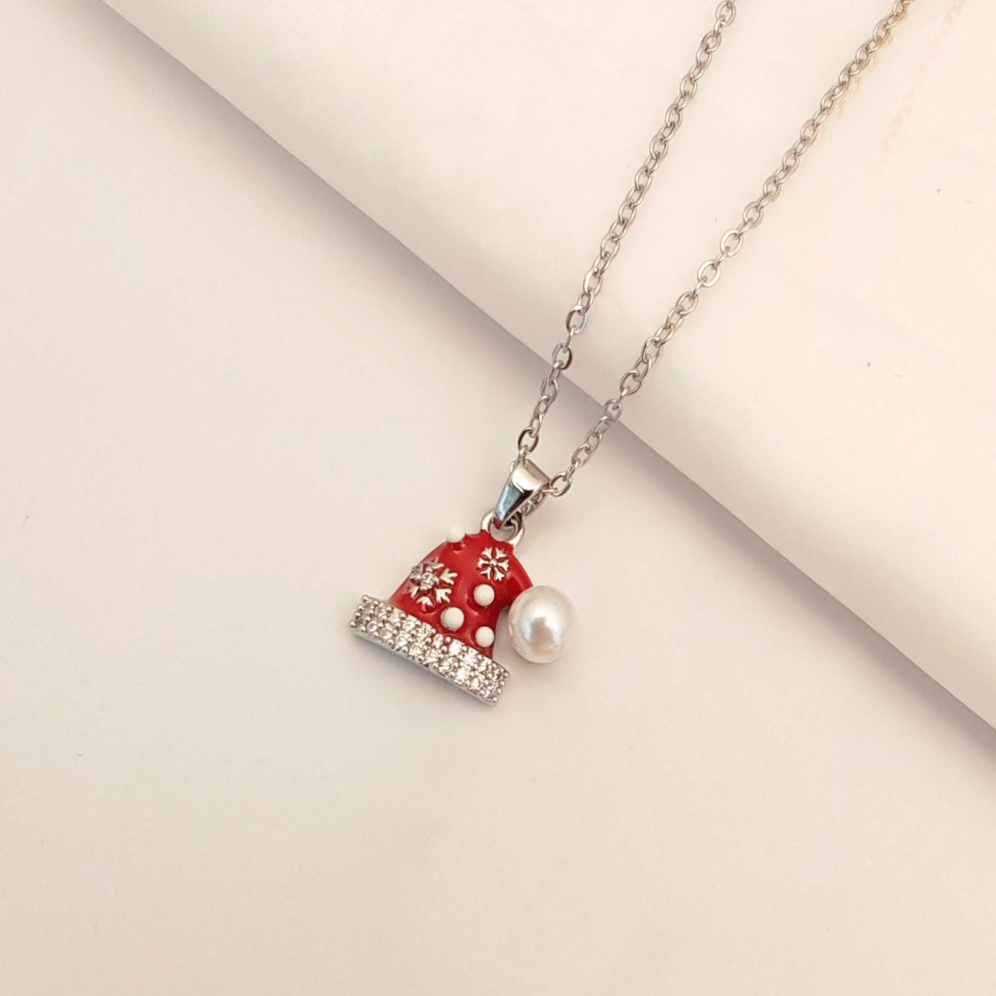 Santa Claus Red Pendant Necklace for Women