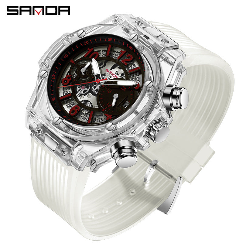 SANDA Men’s Quartz Sports Watch – Luminous Calendar Fashion Waterproof Timepiece