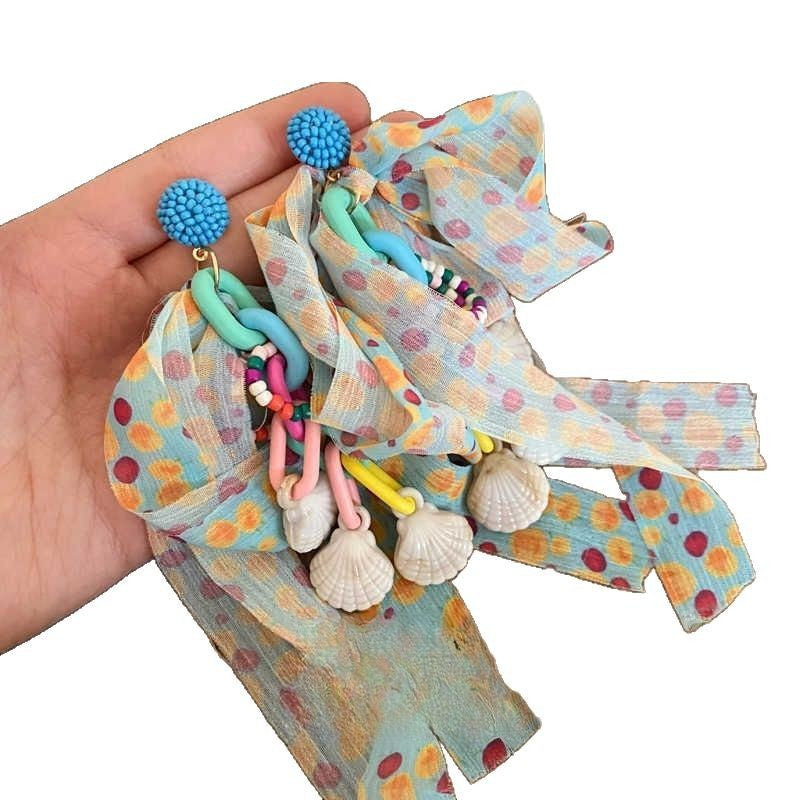 Colorful Shell Tassel Earrings for Women – Geometric Holiday Statement Jewelry