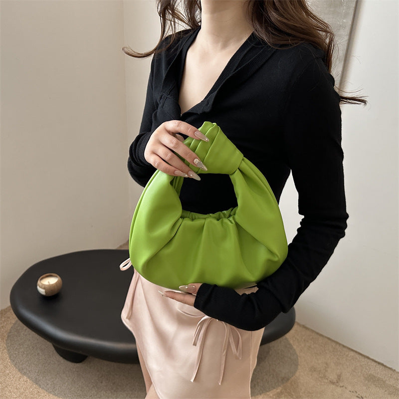 Women's Pleated Armpit Bag – Fall Street Style PU Handbag with Zipper
