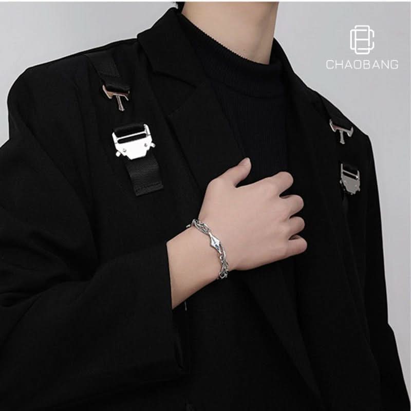 Men’s Titanium Steel Double-Layer Chain Bracelet – Hip-Hop
