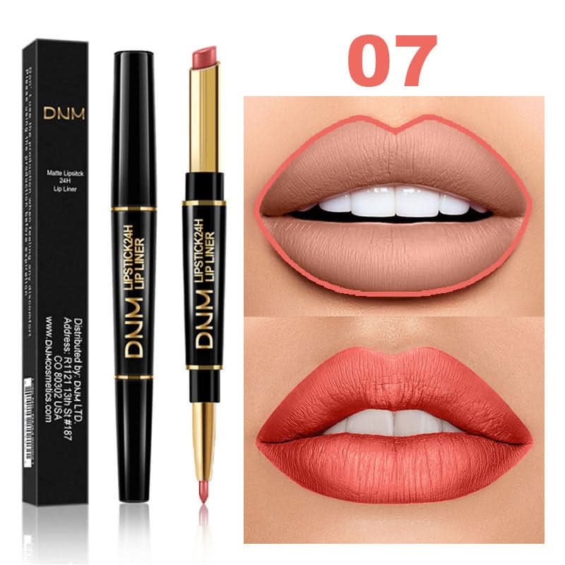DNM 2-in-1 Matte Lipstick & Lip Liner – Long-Lasting, Non-Stick, High-Pigment Color