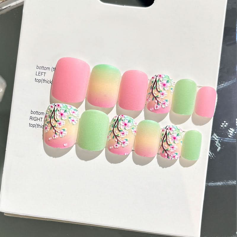 Wearable Embossed Short Bride Nail Art – Finished 3D False Nail Stickers
