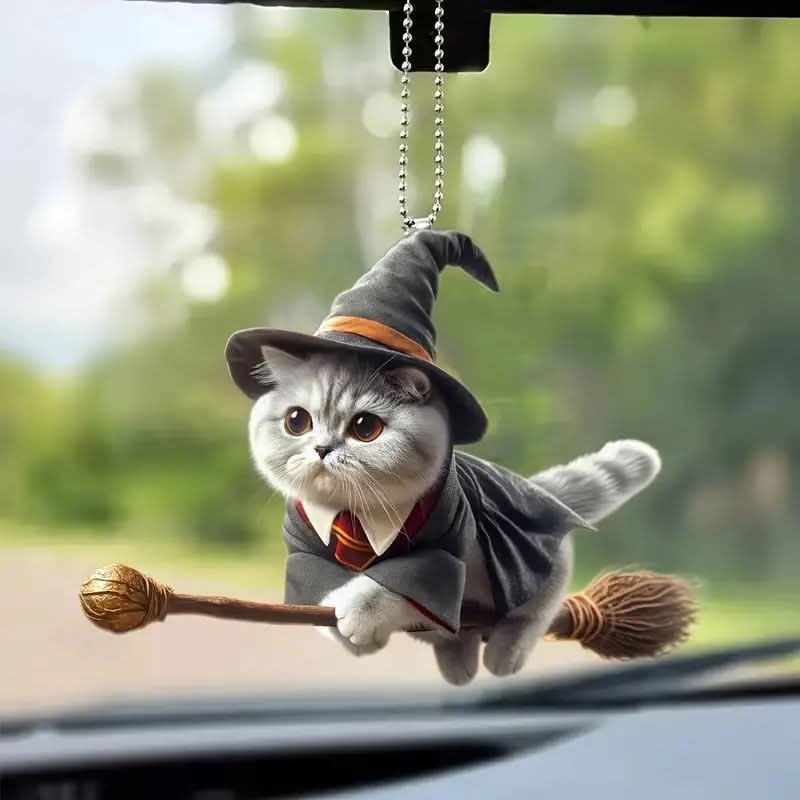 Magic Cat Acrylic Car Pendant Keychain