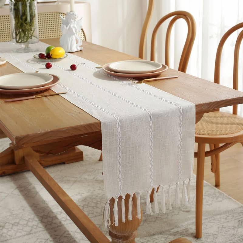 Table Flag Cotton & Linen Table Cloth – Handmade with Tassels