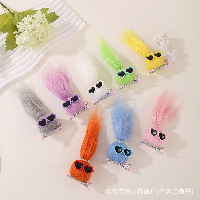 Plush Cute Doll Hair Clips – Handmade Dopamine Duckbill Clips for Girls (Pack of 8)