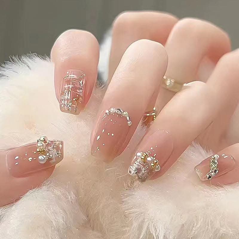 Spring Fragrance Pearl Nail Art – Cute Short Ballet Nails