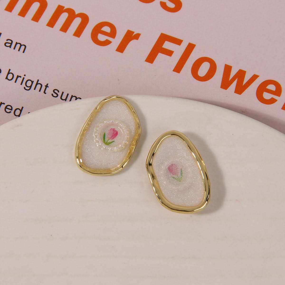 Pearl Oval Quicksand Green Leaf Earrings - DIY Jewelry Accessories (Set of 6 pcs.)