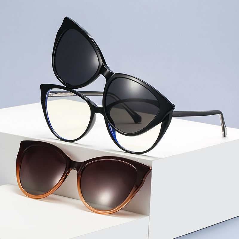 Women’s Magnetic Clip-On Polarized Sunglasses – Butterfly Frame