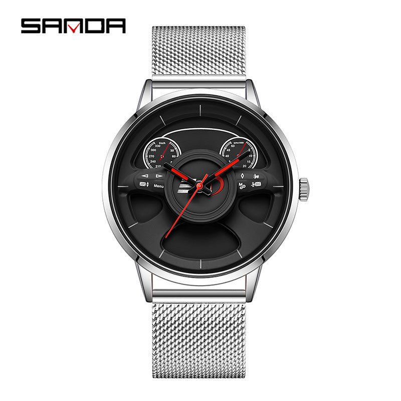 SANDA Men’s Mesh Strap Quartz Watch – Waterproof Casual Wristwatch for Trendy Youth