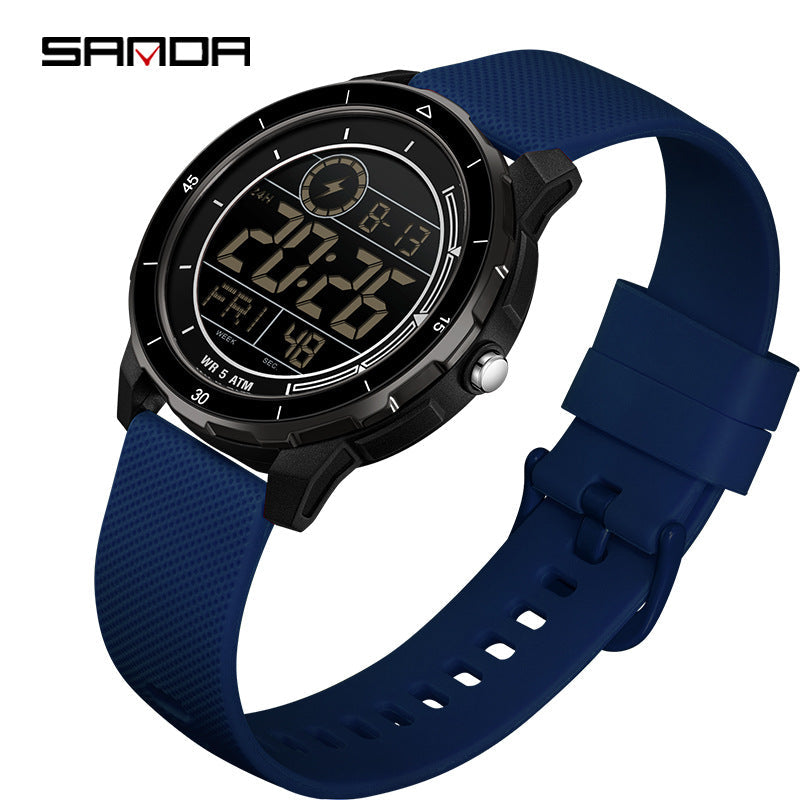 Sanda Men’s Sports Digital Watch – Multifunctional, Silicone Strap, Outdoor Student Watch