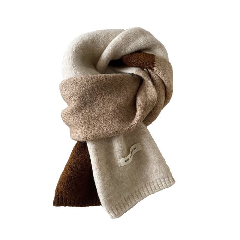Contrast Color Knitted Scarf for Women